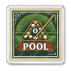 Pool Magnet – Vintage Pool Art, Billiards Player Gift, Pool Table Office Decor, Classic Cue Sport Illustration