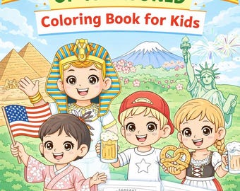 Countries of the World Coloring Book for Kids | Geography Printable PDF | Homeschool Activity | 11 Country Coloring Pages