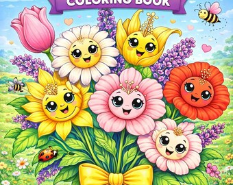 Söta målarbilder med blommor för barn att skriva ut | Målarbok för vårträdgård i PDF-format | Aktivitetsblad med natur för förskola