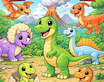 Easy Dinosaur Coloring Pages for Toddlers Ages 3-5 Printable | Cute Baby Dino Coloring Book PDF | Preschool Activity Sheets