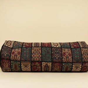 Fodera per cuscino cilindrico patchwork turco realizzata a mano, cuscino in stile Kilim, decorazione boho (60 x 20 cm)