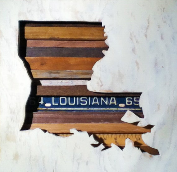 Items similar to Reclaimed Wood Art Louisiana on Etsy