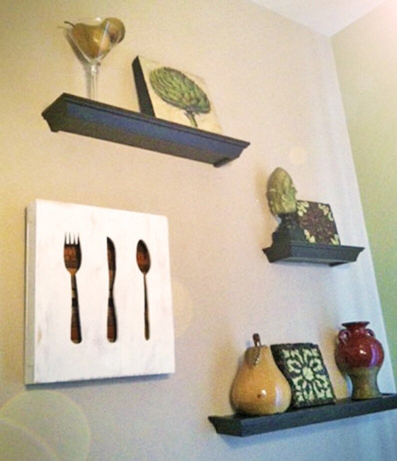 Reclaimed Wood Art Set Utensils Etsy
