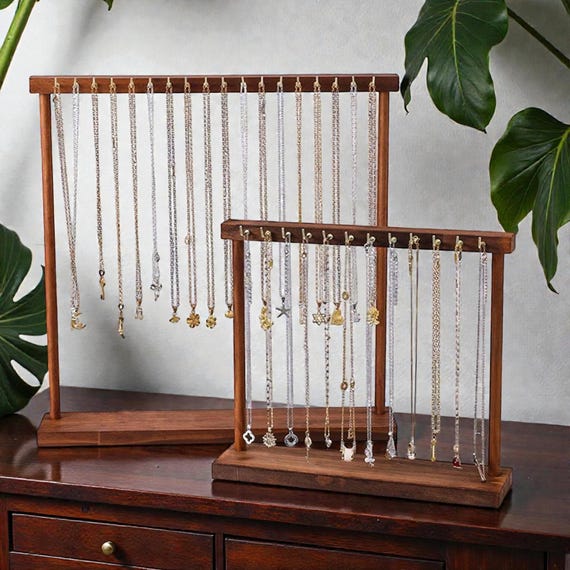 Solid Wood Jewelry Organizer – Necklace, Bracelet Display Stand