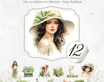 Pack of 12 Die-Cut Stickers – Lucky Charms | Lily of the Valley & Cozy Spring | Bullet Journal Planner Stickers, Sticker Pack, May Decoration