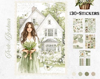 May Bullet Journal Stickers – Lucky Charm | Lily of the Valley & Cozy Spring | Nature Planner Stickers | Bujo Organization - lucky