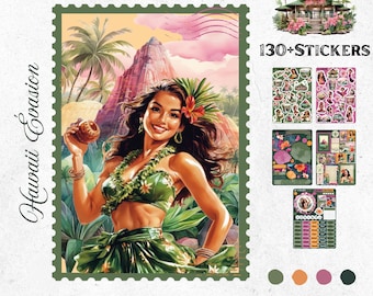 Bullet Journal Stickers – Hawaii Escape | Tropical Flowers & Travel | Summer Planner Organization | Handmade Stickers