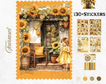 Bullet Journal Stickers – Sunflower | Flowers, Sunshine & Warm Summer | Organization Planner | Handmade Stickers - decals, stickers