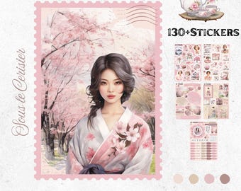 March Bullet Journal Stickers – Cherry Blossom | Spring Cherry Blossoms | Organization Planner | Handmade Stickers