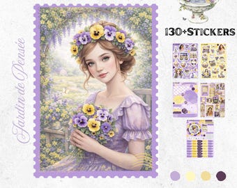 April Bullet Journal Stickers – Garden of Pansies | Colorful Spring Flowers | Organization Planner | Handmade Stickers