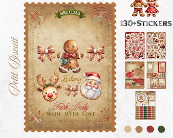 December Bullet Journal Stickers – Little Biscuit | Gourmet Christmas Planner Stickers | Cozy Retro Kitchen Bujo | Organization Planner