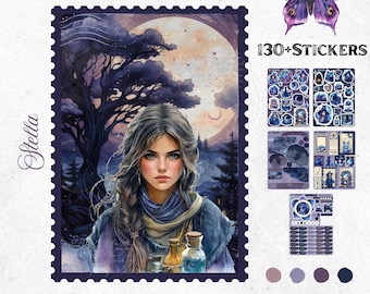 Bullet Journal Stickers – Stella | Mystic Stars Planner Stickers | Night & Universe Bujo | Organization Planner