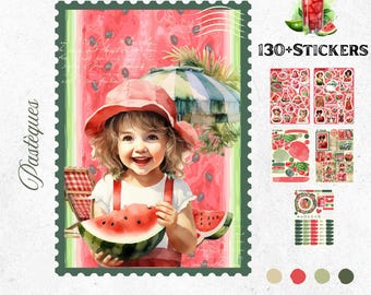 August Bullet Journal Stickers – Watermelons | Fruity & Delicious Summer | Holiday Planner Organization | Handmade Stickers