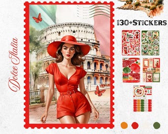 June Bullet Journal Stickers – Dolce Italia | Italy & Dolce Vita Trip | Summer Planner Organization | Handmade Stickers - Summer