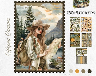 June Bullet Journal Stickers – Happy Camper | Camping & Forest Adventure | Summer Planner Organization | Handmade Stickers
