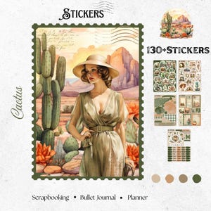 Bullet Journal Stickers – Cactus | Thema: Woestijn & Hete Zomer | Organisatieplanner | Handgemaakte Stickers