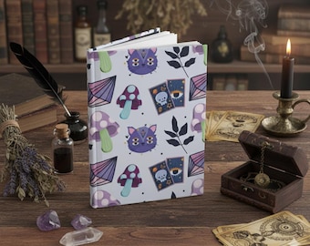 Purple Occult Hardcover Journal - Matte Plum Shadow Work Notebook, Witchy Grimoire for Spells & Rituals, Dark Academia Celestial Diary Gift
