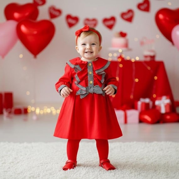 smocked valentines dress Valentine Bubble Romper - Red Hearts and Bows on Pink Gingham - Matching Sibling, Heirloom, Vintage, Baby Girl Smock Outfit 577 *B Spread love and style with this quirky and fun dress Dress Valentines girl Seasonal FebruarySpanish