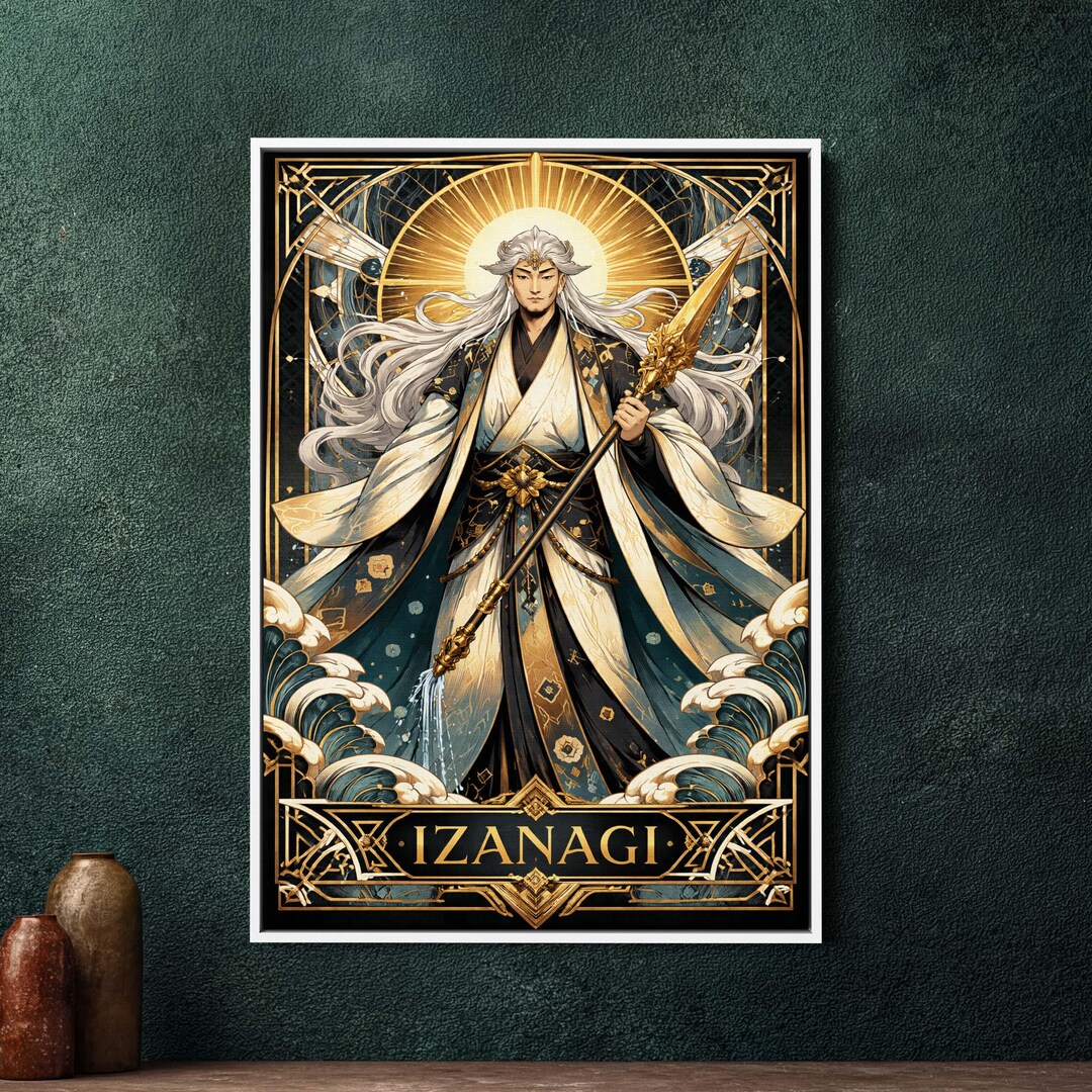 Izanagi Japanese Mythology Art Deco Framed Canvas Wall Art - Large ...