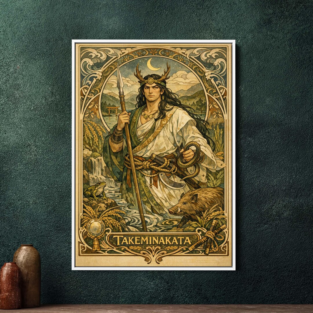 Takeminakata Japanese God Framed Canvas, Art Nouveau Wall Art, Art ...