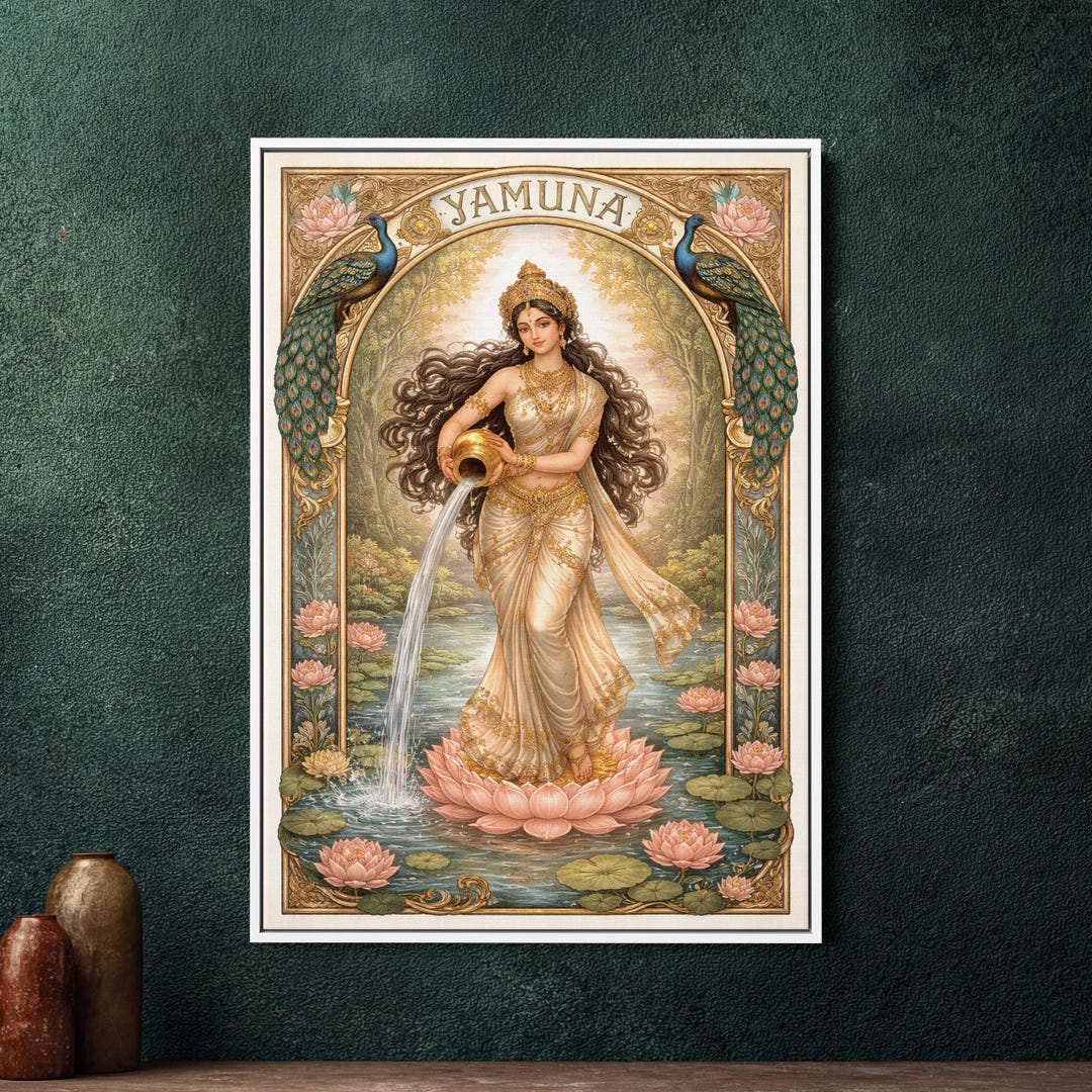 Yamuna Art Nouveau Framed Canvas Wall Art, Large Art Nouveau Painting ...