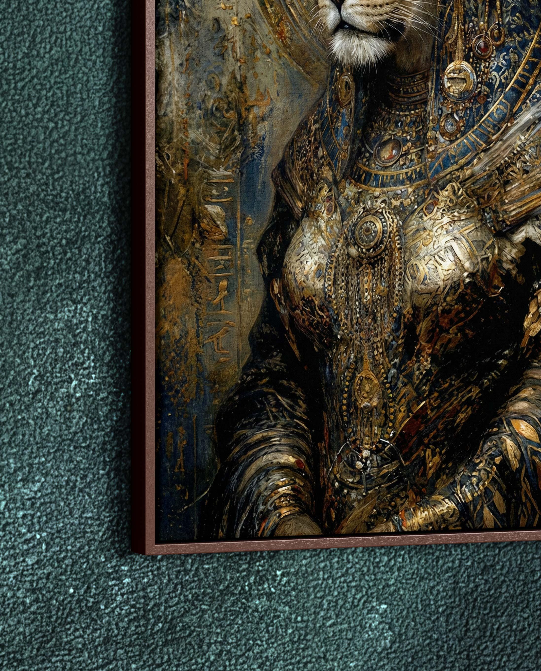 Sekhmet Framed Canvas Wall Art, Egyptian Lioness Goddess Print, Ancient ...