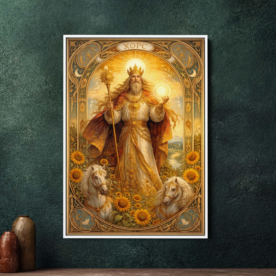 Khors Slavic Sun God Framed Canvas Wall Art, Art Nouveau Jugendstil ...