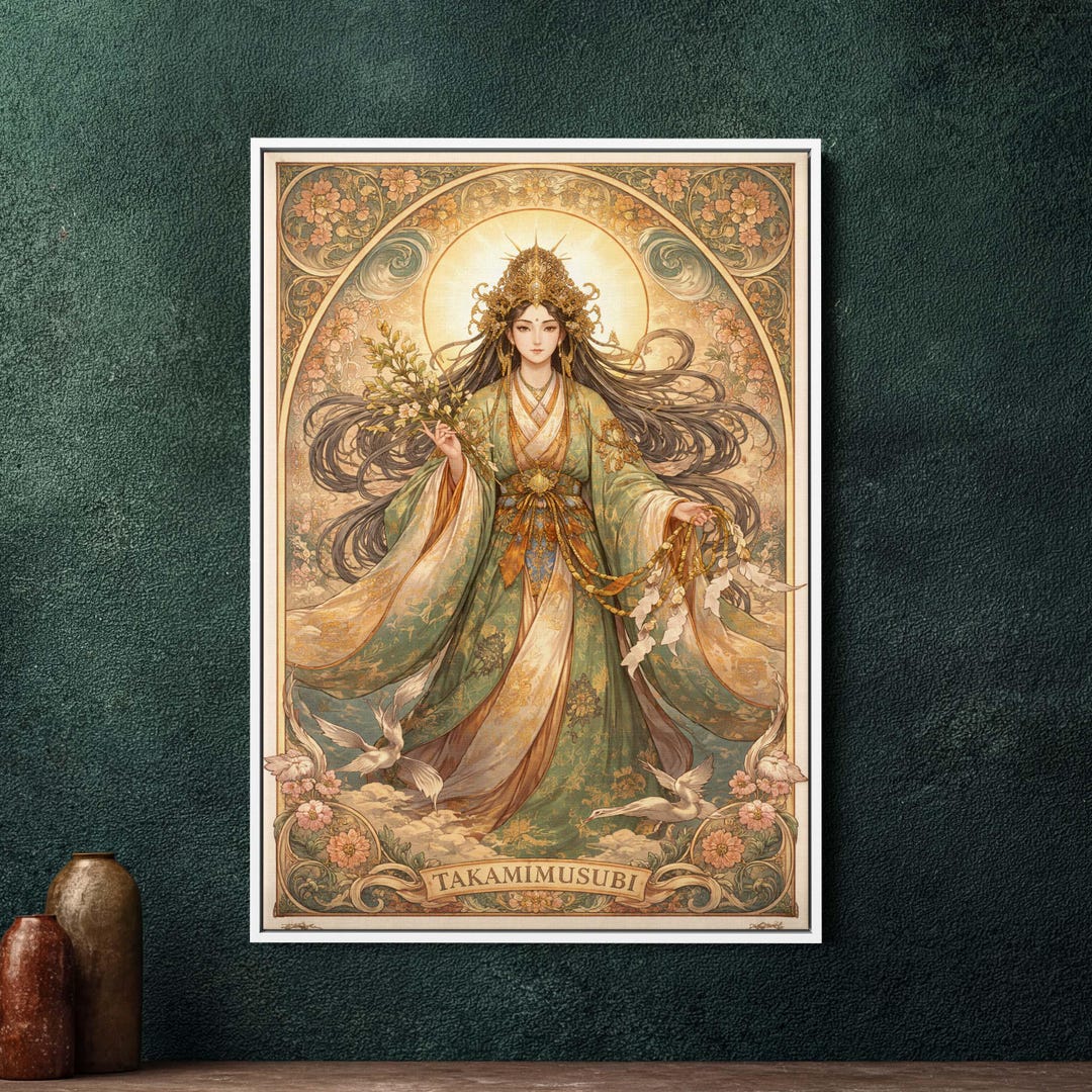 Takamimusubi Art Nouveau Framed Canvas Wall Art, Large Art Nouveau ...