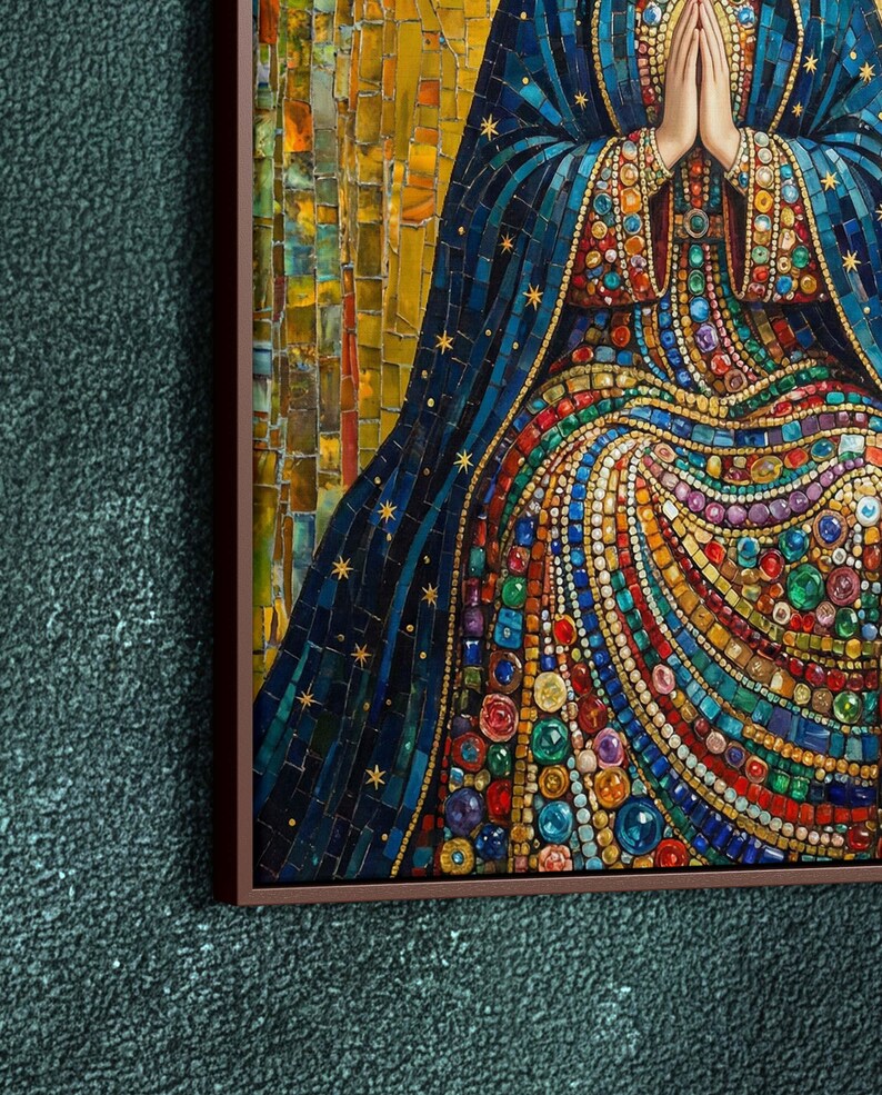 Lady of Guadalupe Framed Canvas Wall Art - Large Mosaic Virgin Mary ...