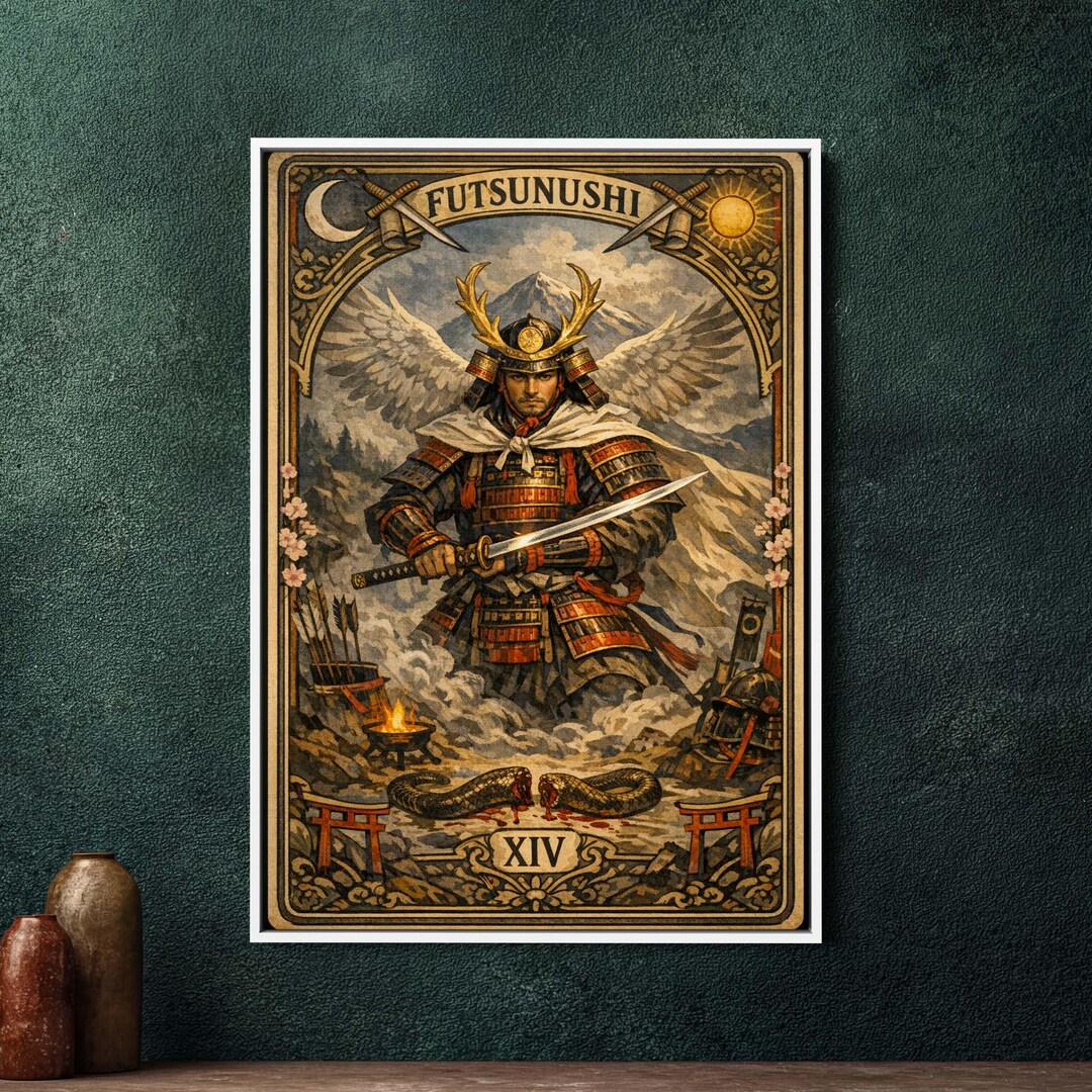 Futsunushi Japanese God Tarot Wall Art, Large Framed Canvas Print ...