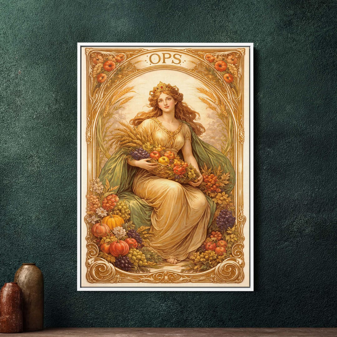 Ops Art Nouveau Framed Canvas Wall Art - Large Art Nouveau Goddess ...
