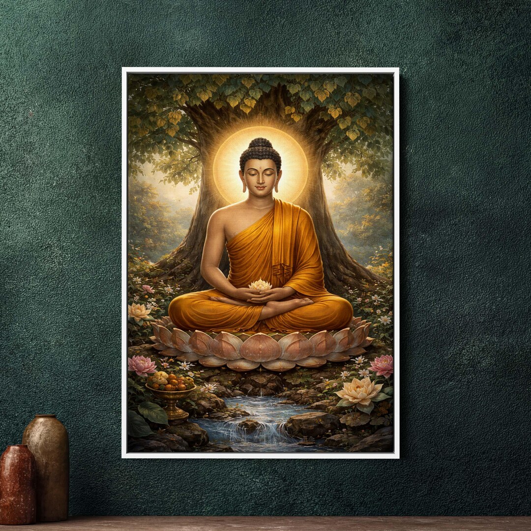 Buddha Canvas Wall Art, Large Zen Meditation Decor, Spiritual Buddhist ...