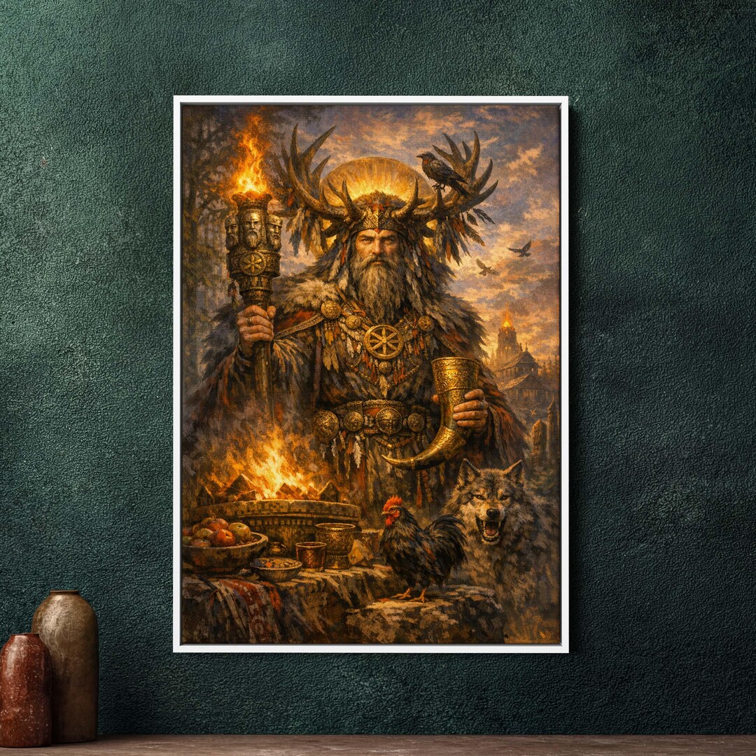 Radegast Slavic God Fantasy Wall Art, Colorful Cinematic Concept Art ...