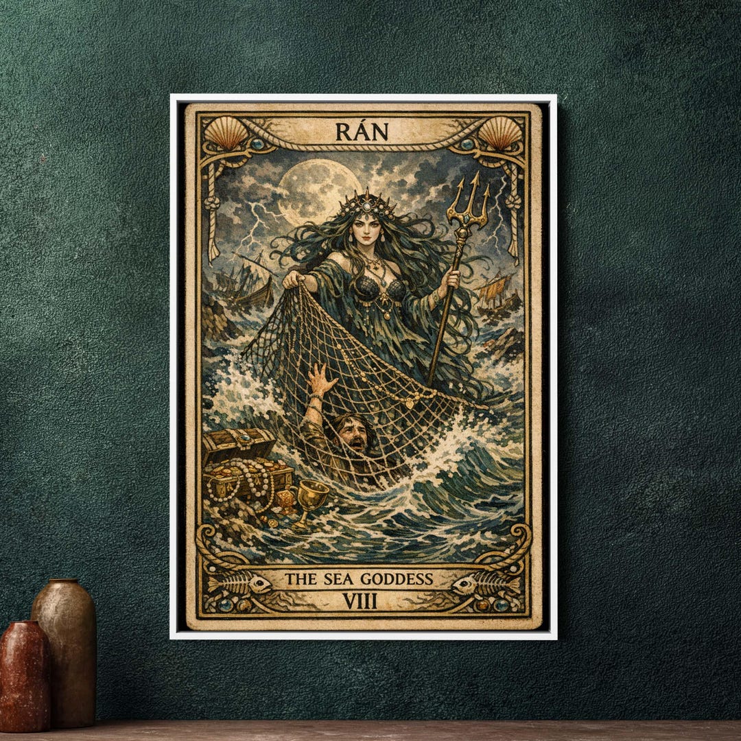 Goddess Ran Designs Ran Norse Goddess Tarot Art Framed Canvas - Large Sea Goddess Wall ...