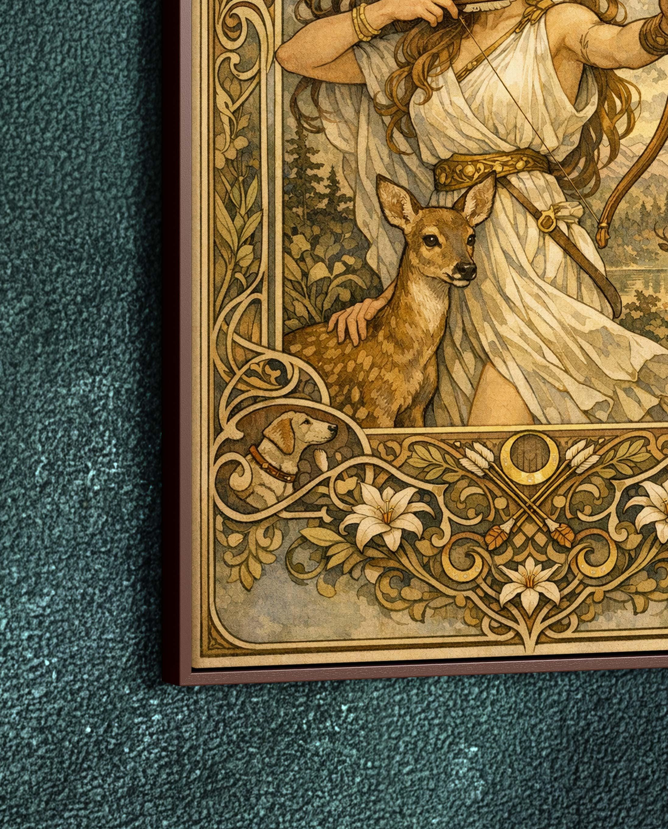 Artemis Art Nouveau Framed Canvas Wall Art, Large Art Nouveau Goddess ...