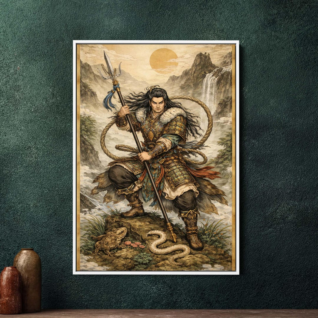 Takeminakata Japanese God Framed Canvas Wall Art - Large Shinto ...
