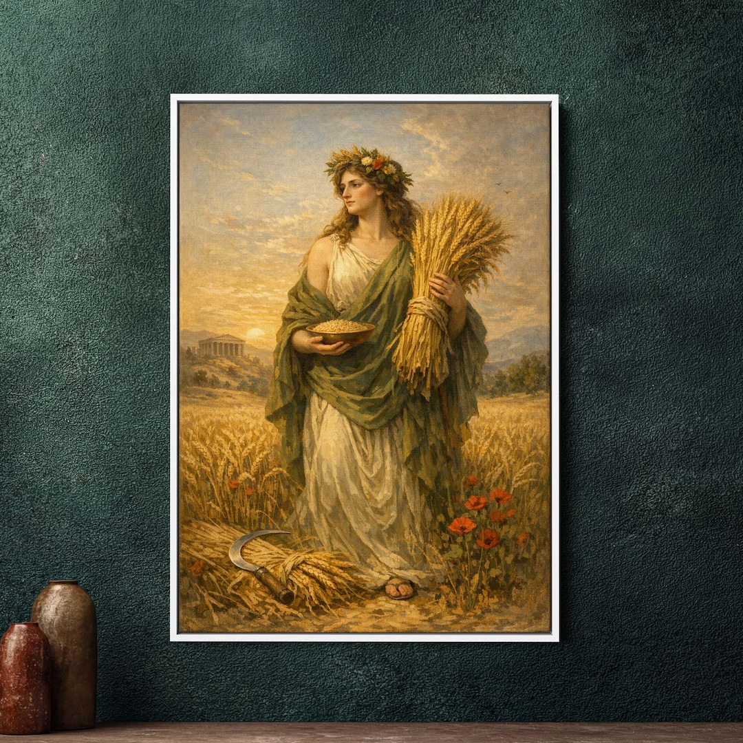 Demeter Greek Goddess Wall Art, Large Framed Canvas Painting, Mythology ...