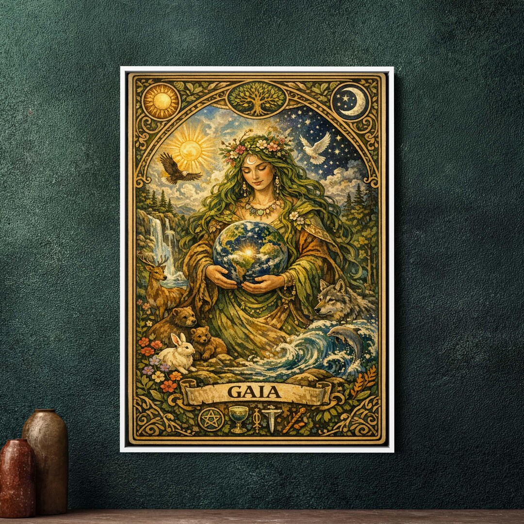 Gaia Goddess Tarot Art, Large Framed Canvas Wall Decor, Earth Mother ...