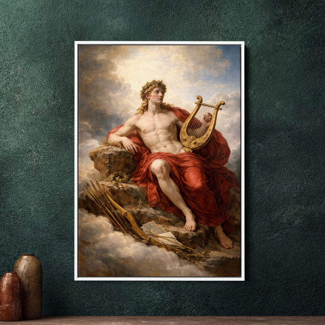 Apollo Greek God Painting Large Framed Canvas Wall Art, Classical ...