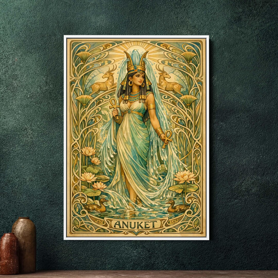 Anuket Egyptian Goddess Art Nouveau Framed Canvas - Large Art Nouveau ...