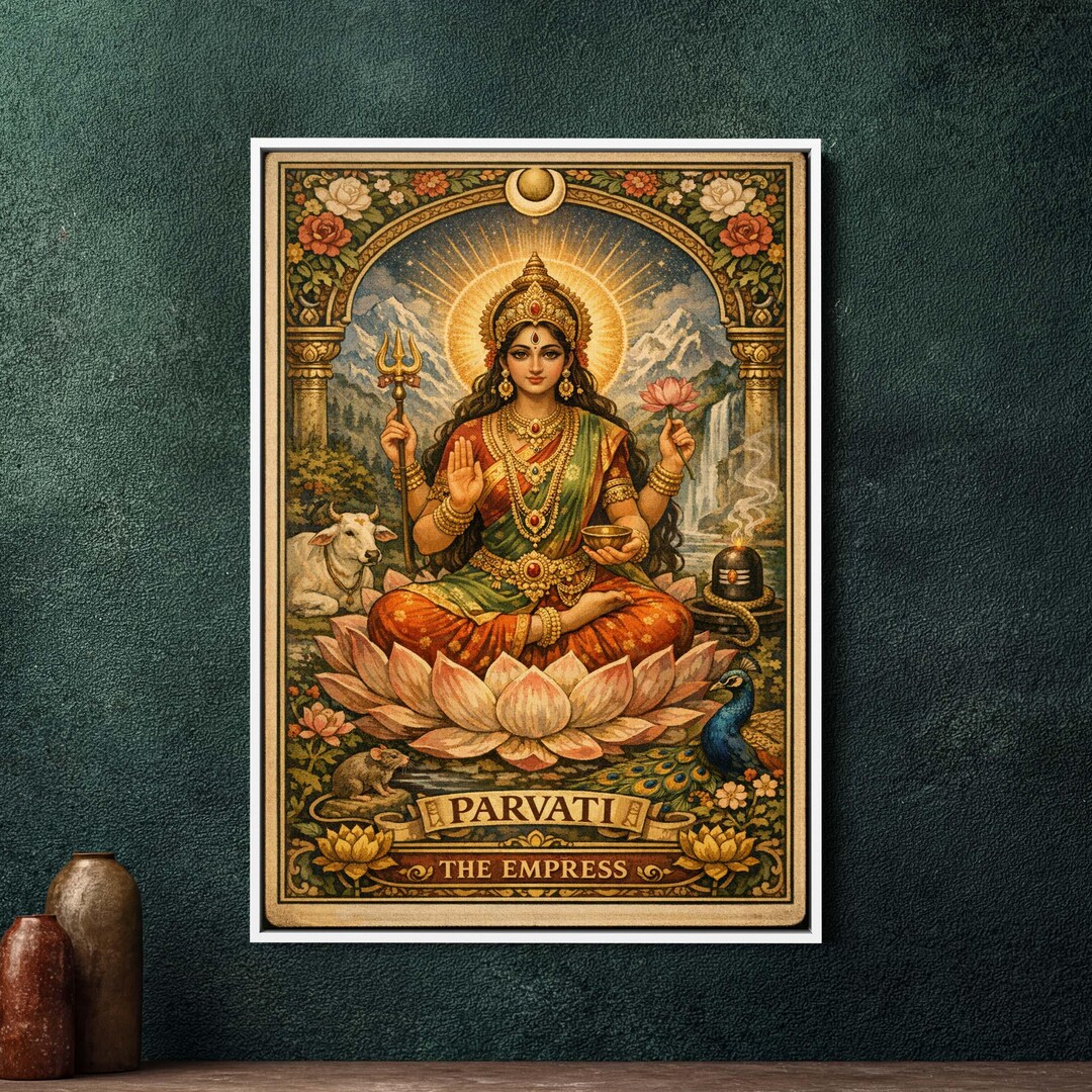 Parvati Tarot Wall Art, Large Framed Canvas Print, Spiritual Hindu ...