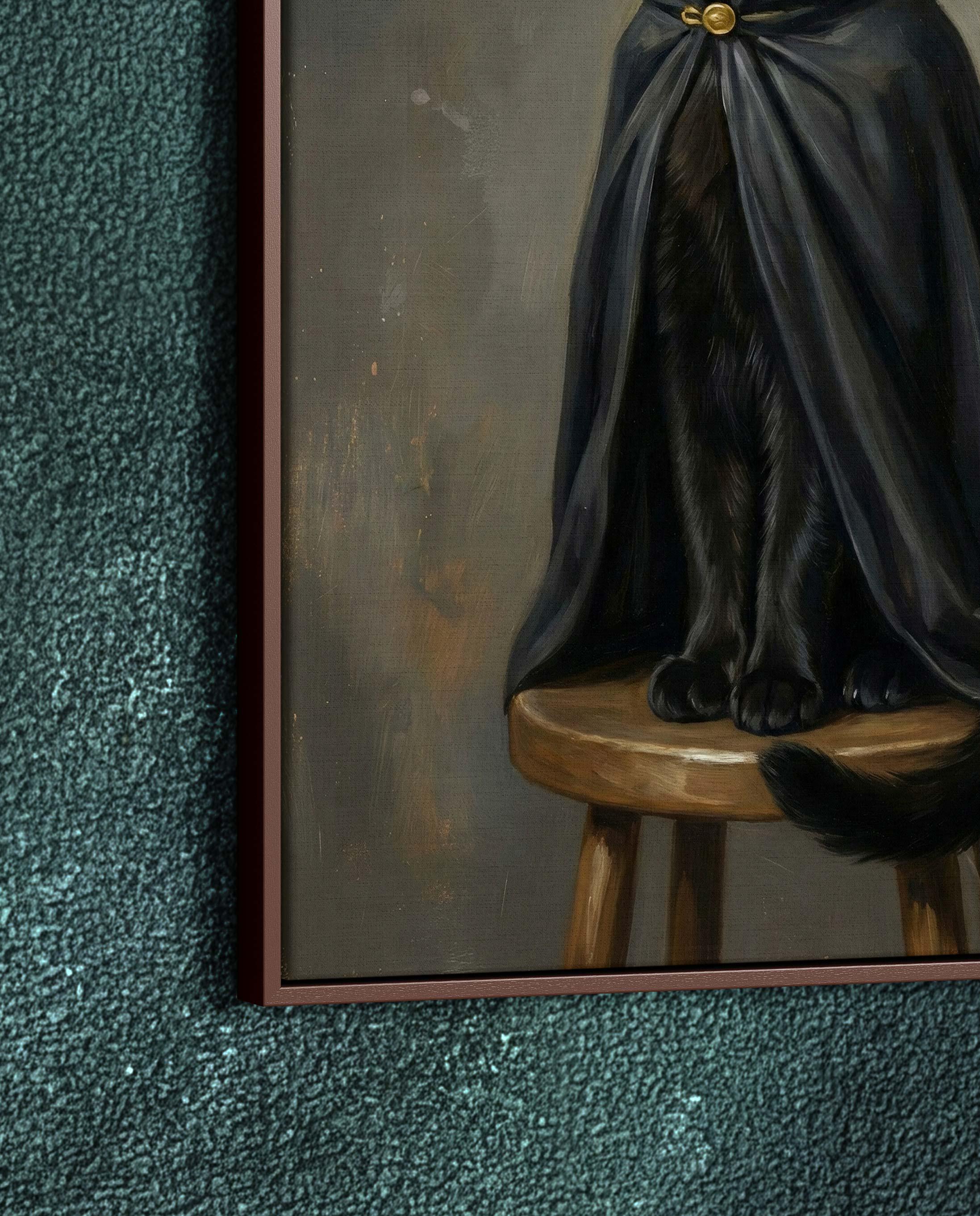 Gothic Black Cat Framed Canvas Wall Art, Dark Academia Witchy Decor ...
