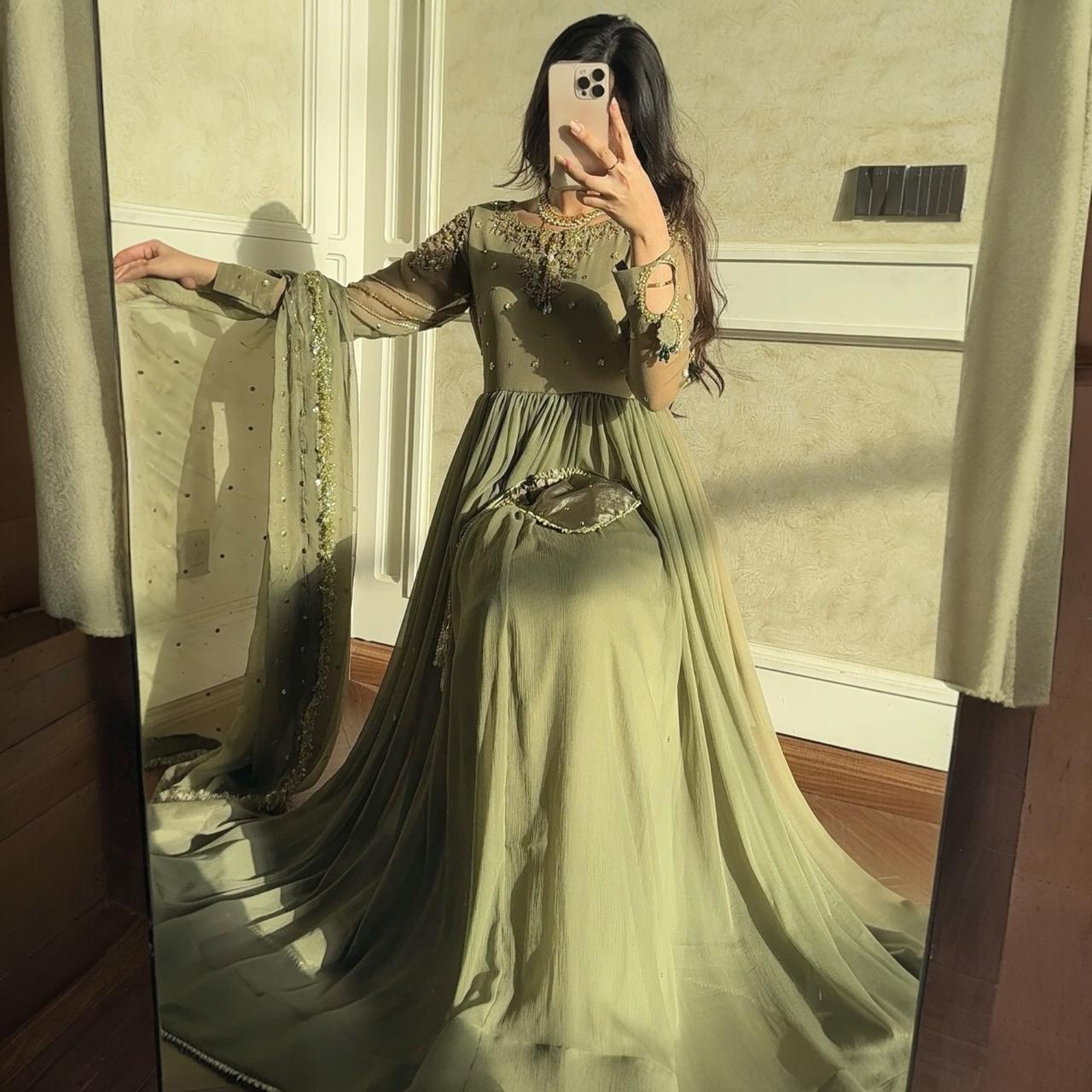 strapless open back dress Aria One Shoulder Maxi Dress in Sage Green | Luxe Collection main image 1
