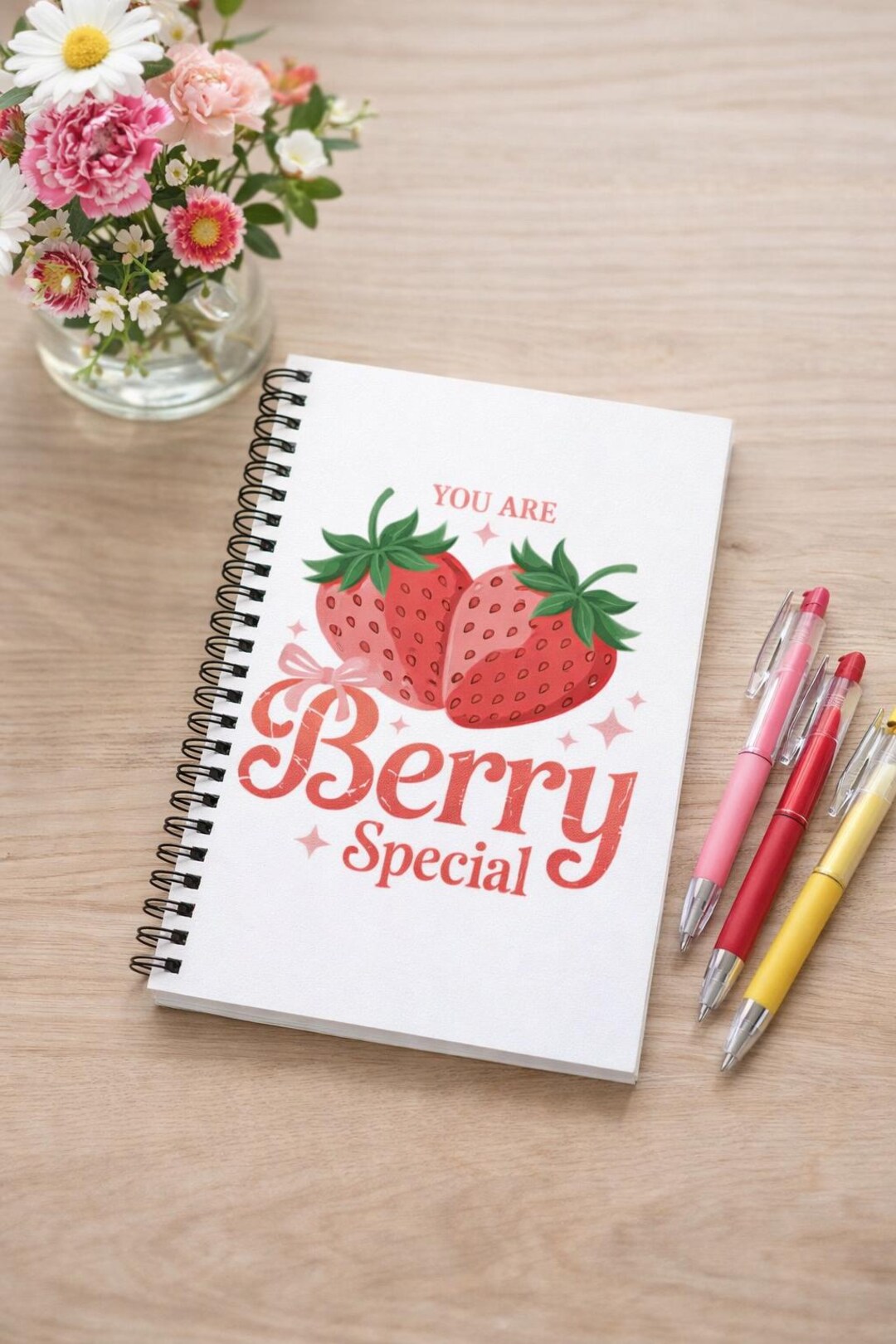 Strawberry Spiral Notebook, 'you Are Berry Special' Design, 6x8in - Etsy
