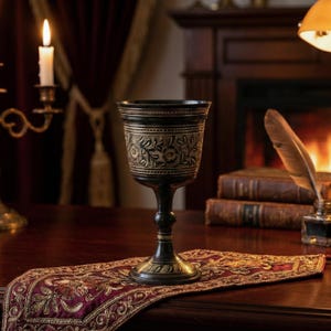 Copa de vino de latón grabada a mano, estilo medieval, cáliz, vajilla vintage, artículos de bar renacentistas, vajilla gótica, regalo de celebración