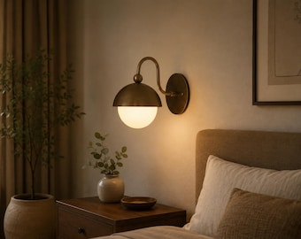 Mid Century Brass Globe Wall Sconce, Modern Dome Wall Lamp, Vintage Stilnovo Inspired Brass Lighting Fixture