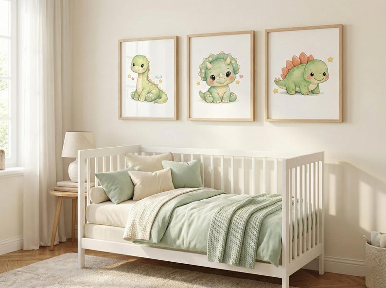 Nursery Wall Art Set Printable – Dinosaur Nursery Decor for Baby Room ...