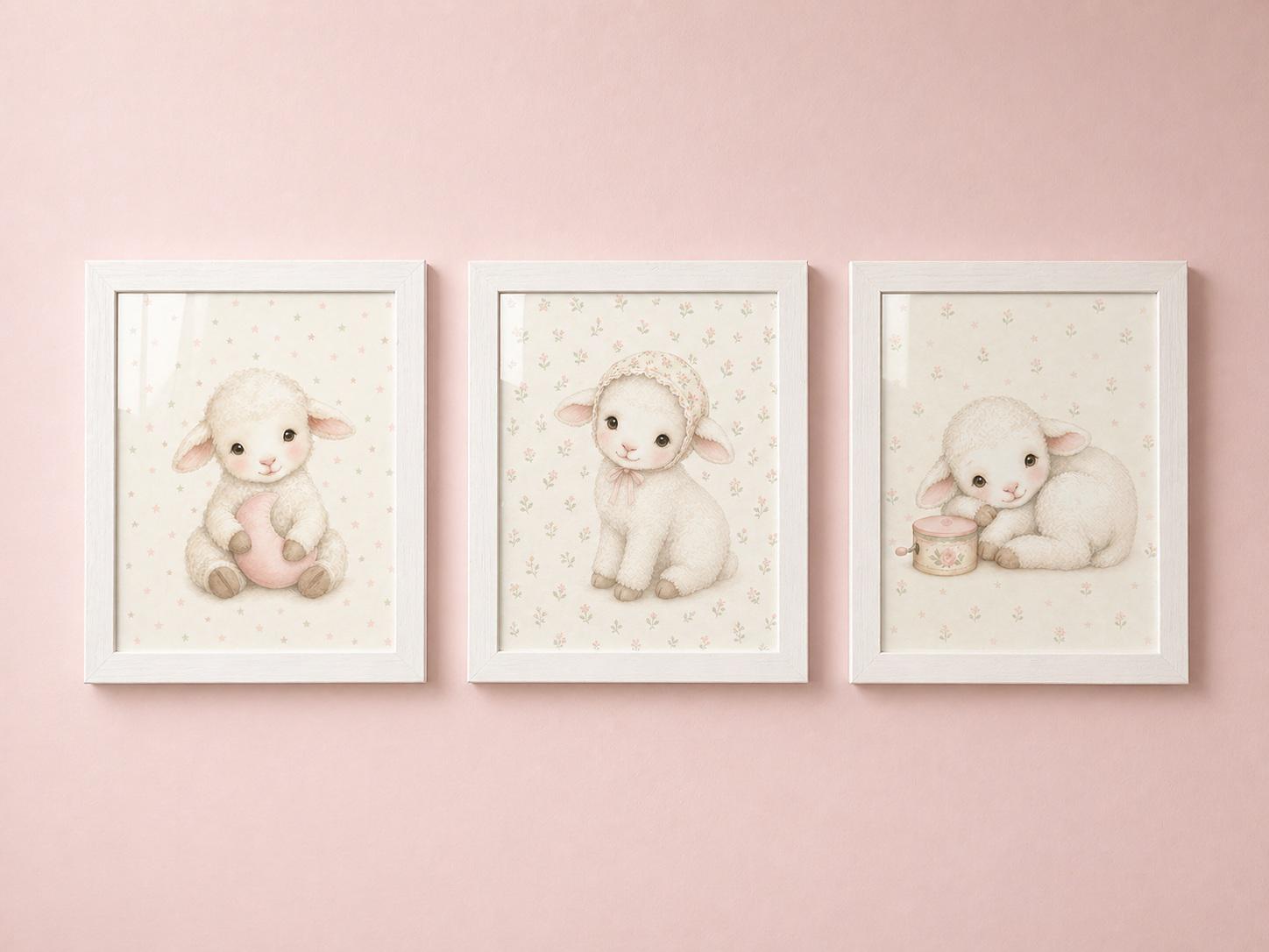 Baby Lamb Nursery Wall Art Set, Printable Watercolor Lamb Prints - Etsy