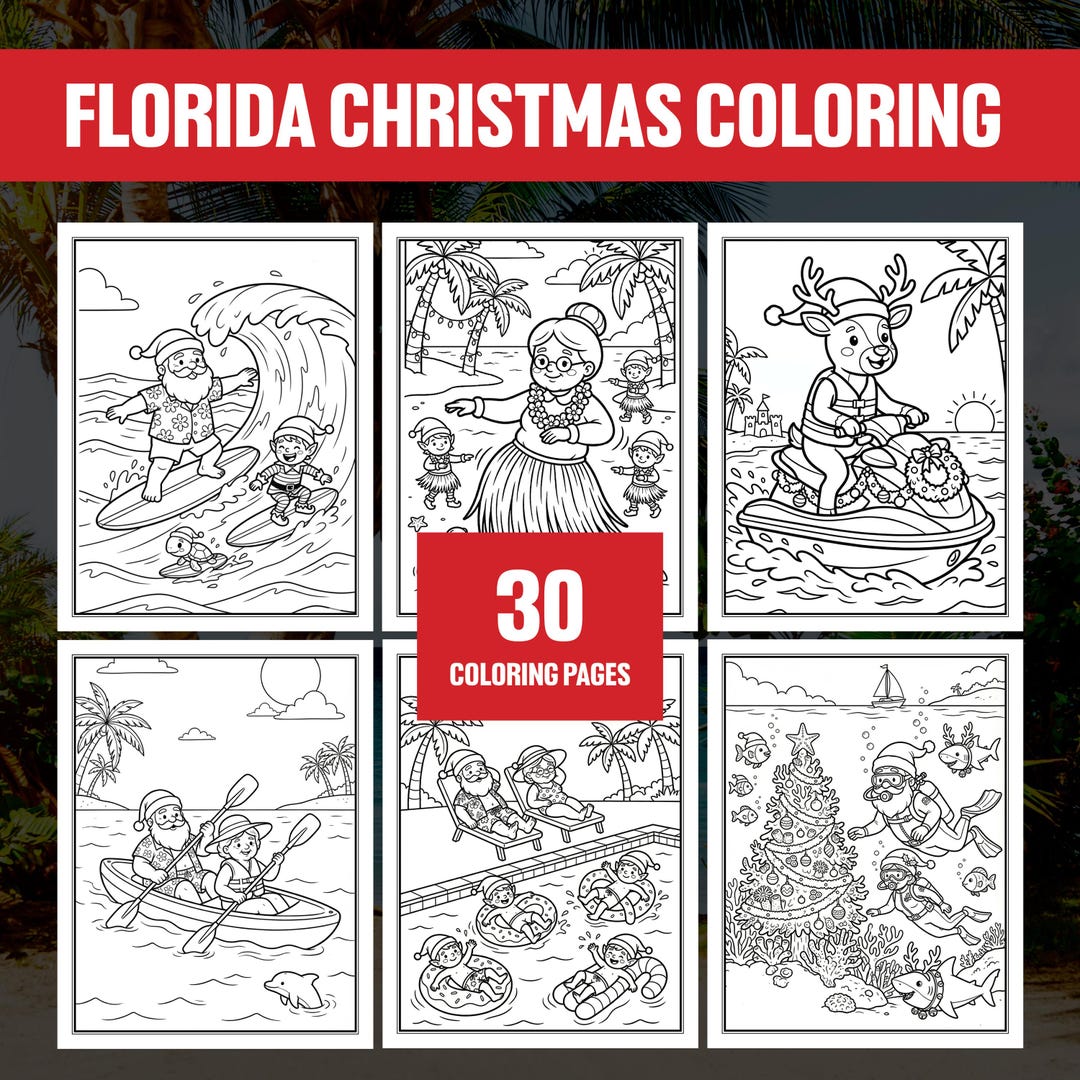 Tropical Christmas Coloring Pages | 30 Printable Holiday Coloring ...