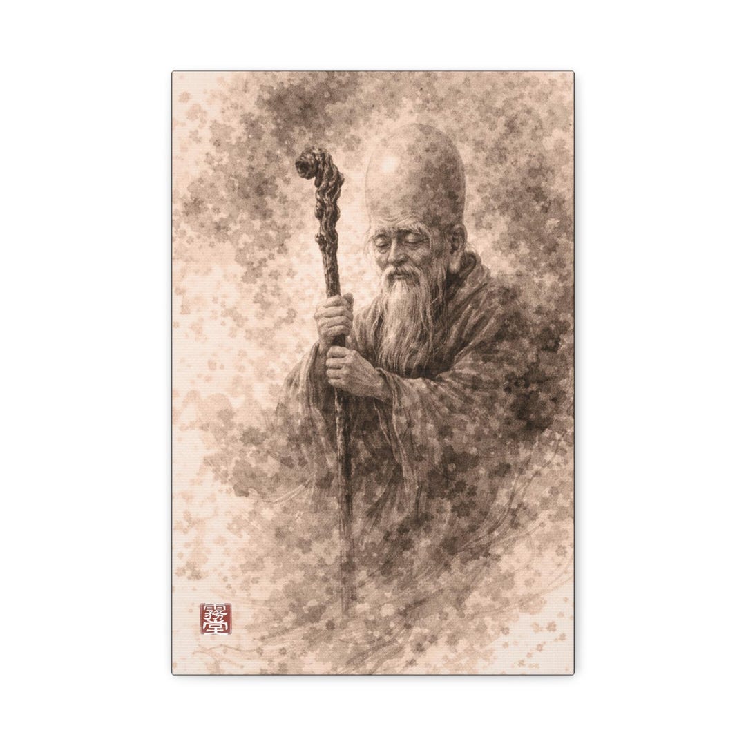 Fukurokuju Canvas Print – Japanese God of Wisdom, Sumi-e Style - Etsy UK